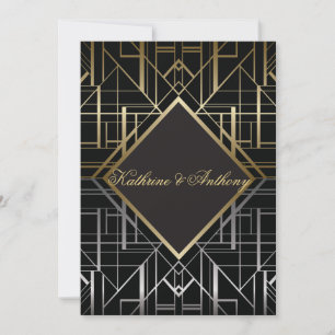Klassisk Gatsby Deco-bröllopsinbjudan G2 Inbjudningar