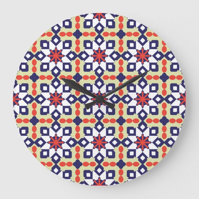 Klassisk geometri: Sömlös prydnadsdesign Stor Klocka (Framsida)