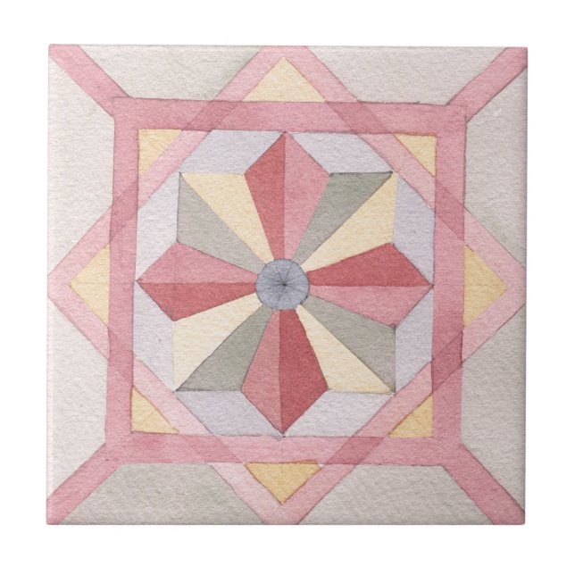 Klassisk geometrisk vattenfärg Skandinavian mönste Kakelplatta (Framsidan)