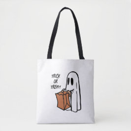 Klassisk Ghost med Bag Bus eller godis Candy Bag Tygkasse