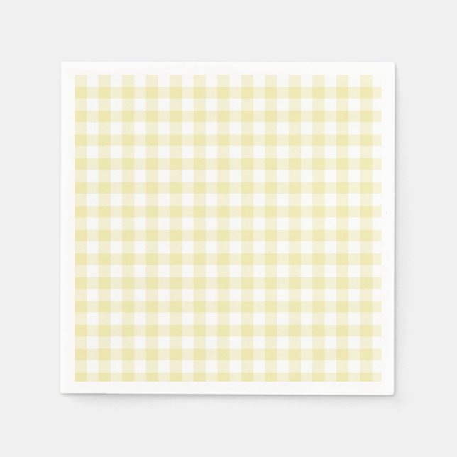 Klassisk Gingham Butter-Gult Pappersservett (Framsidan)
