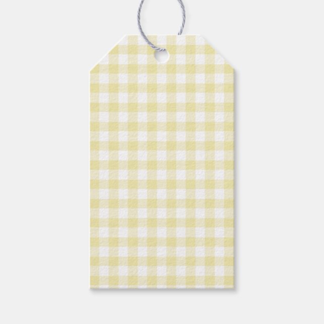 Klassisk Gingham Butter-Gult Presentetikett (Framsidan)