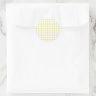 Klassisk Gingham Butter-Gult Runt Klistermärke