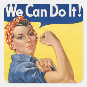 Klassisk Girl Power Empowerment Pop Art Tryck Fyrkantigt Klistermärke