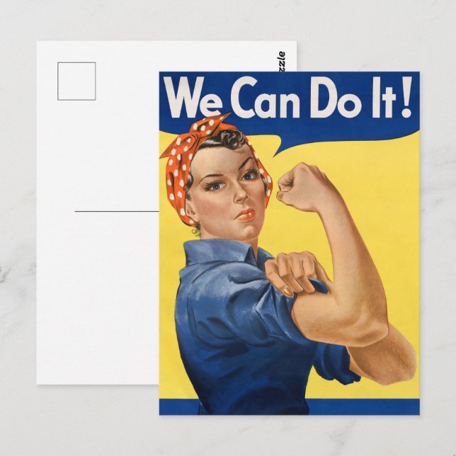 Klassisk Girl Power Empowerment Pop Art Tryck Vykort (Fram/baksida)