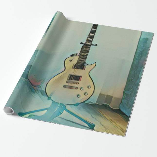 klassisk gitarr för pappa presentpapper (Utrullad)