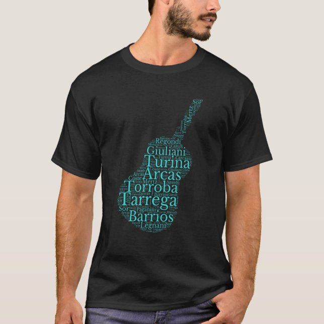 Klassisk gitarrform för klassiska gitarrister t shirt (Framsida)