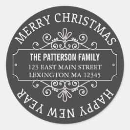 Klassisk God jul-etikett för kontrollpanel Runt Klistermärke