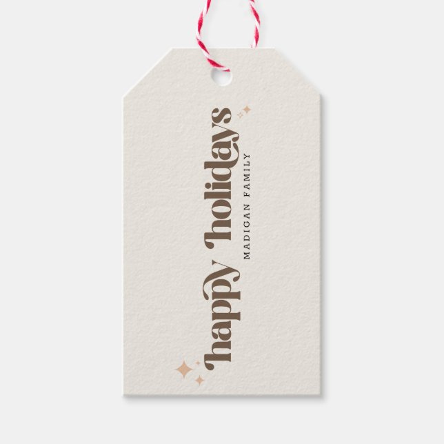 Klassisk God Jul Familj Retro Jul Presentetikett (Framsidan)