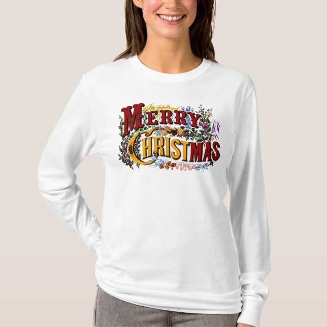 Klassisk "God Jul" Färgrik T Shirt (Framsida)