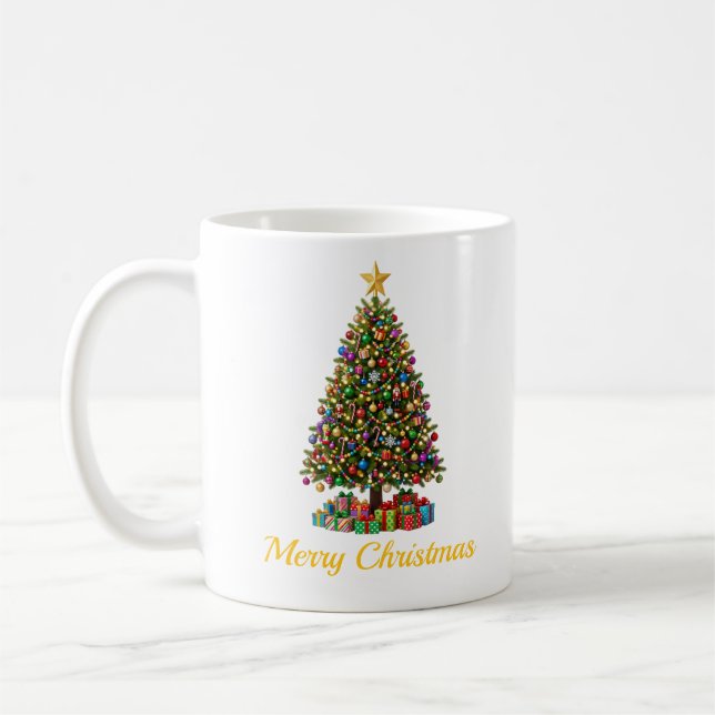 Klassisk God Jul Gran Kaffe Mugg (Vänster)