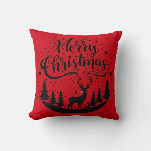Klassisk God jul Hjort och Träd Design Art Kudde