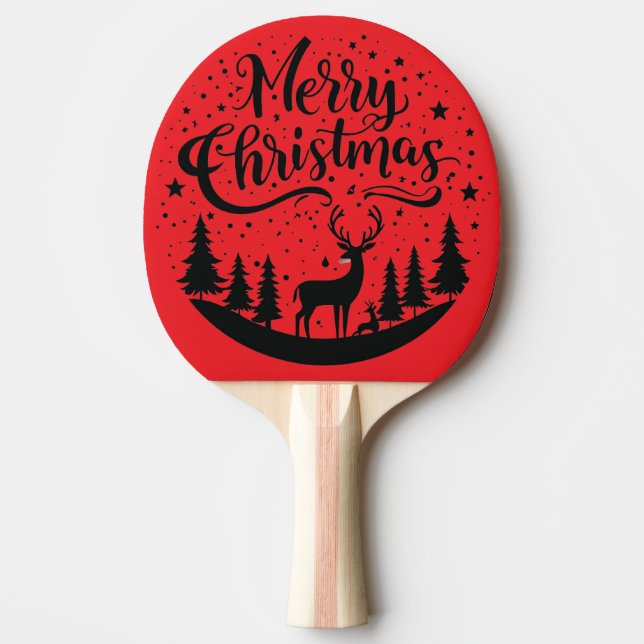 Klassisk God jul Hjort och Träd Design Art Pingisracket (Framsidan)