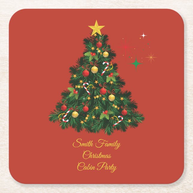 Klassisk God Jul Underlägg Papper Kvadrat (Framsidan)