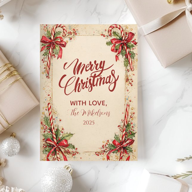 Klassisk godis, stripe-Helgdag Julkort (Skapare uppladdad)