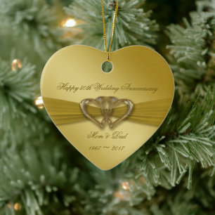 Klassisk Golden 50:e Bröllop-årsdagen Ornament
