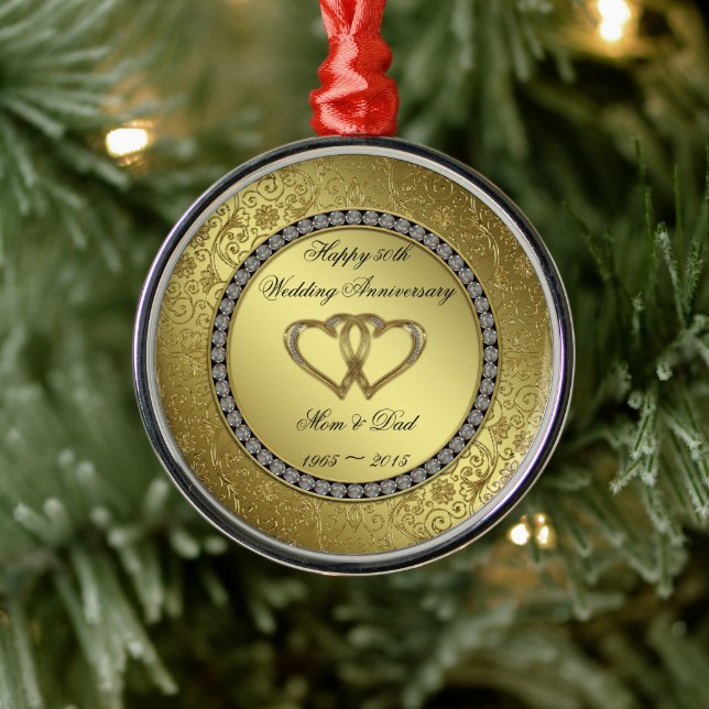 Klassisk Golden Bröllop-årsdag Ornament (Träd)