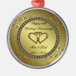 Klassisk Golden Bröllop-årsdag Ornament