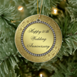 Klassisk Golden Bröllop-jubileumsrundan Ornament