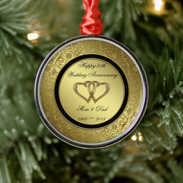 Klassisk Golden Bröllop-jubileumsrundan Ornament (Träd)