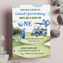 Klassisk Golf Boy Hål i en födelsedagsinbjudan Inbjudningar