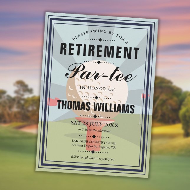 Klassisk golfpensionärsfest  inbjudningar (Classic Golf Retirement Partee Party Invitation)