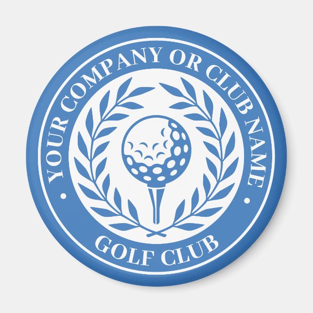 Klassisk golfsegerkrans med anpassat namn blå magnet (Framsidan)
