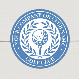 Klassisk golfsegerkrans med anpassat namn Blå Runt Klistermärke