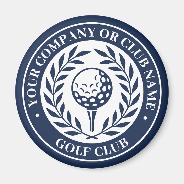 Klassisk golfsegerkrans med anpassat namn i marinb magnet (Framsidan)