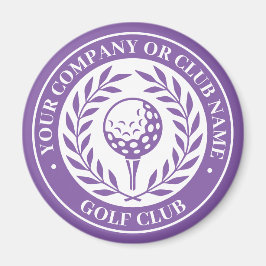Klassisk golfsegerkrans med anpassat namn lila magnet