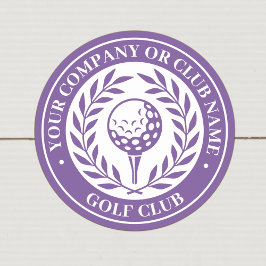 Klassisk golfsegerkrans med anpassat namn lila runt klistermärke