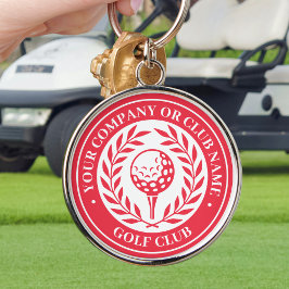 Klassisk golfsegerkrans med anpassat namn röd rund silverfärgad nyckelring