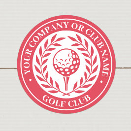 Klassisk golfsegerkrans med anpassat namn röd runt klistermärke