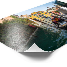 Klassisk Gondolförtöjning i Venedig Fototryck