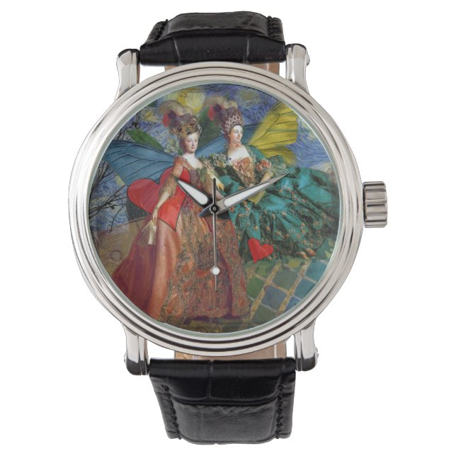 Klassisk gotisk tvilling whimsisk fjäril kvinna armbandsur (Framsida)