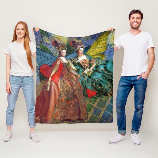Klassisk gotisk tvilling whimsisk fjäril kvinna fleecefilt (På plats)