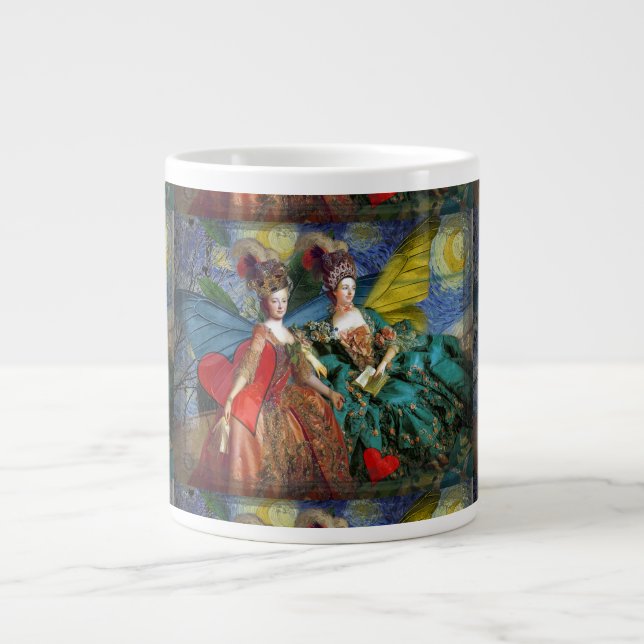 Klassisk gotisk tvilling whimsisk fjäril kvinna jumbo mugg (Framsidan)