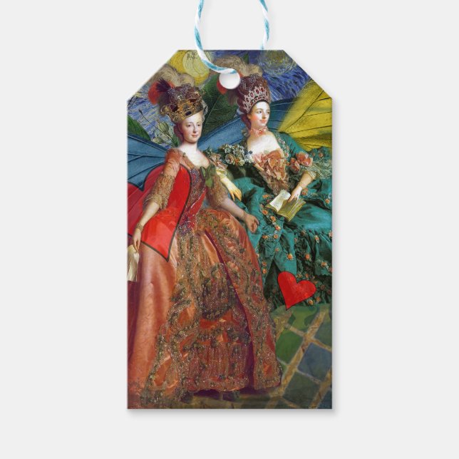 Klassisk gotisk tvilling whimsisk fjäril kvinna presentetikett (Framsidan)