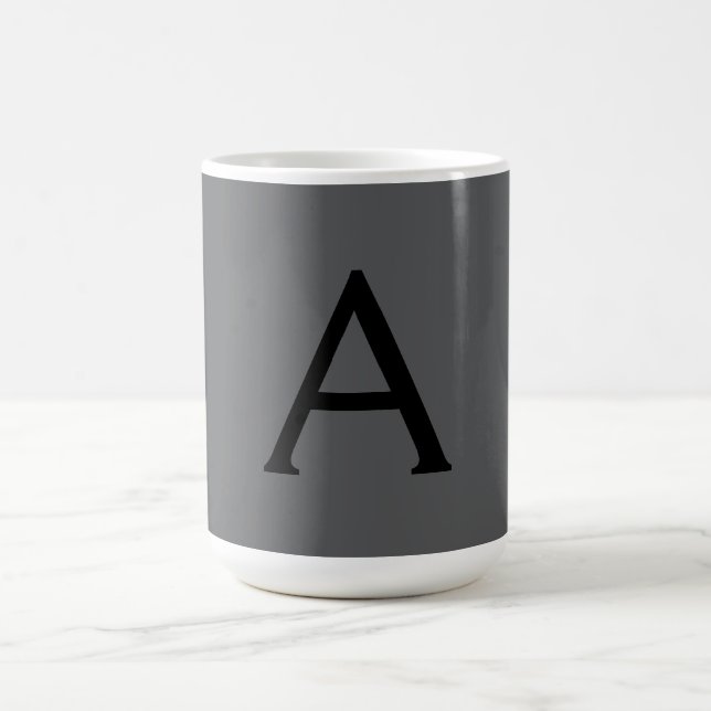Klassisk Grå Enkel Monogram Lägg Till Namn Initial Kaffemugg (Center)