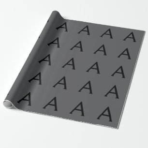 Klassisk Grå Enkel Monogram Lägg Till Namn Initial Presentpapper