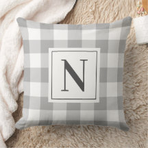 Klassisk grå Gingham-ruta Monogram Initial