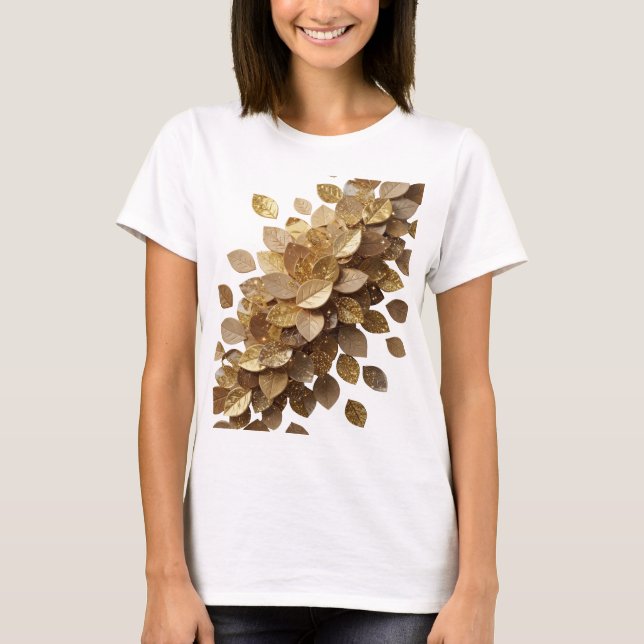 Klassisk Grå GYLLENE BLAD Citat Design T Shirt (Framsida)