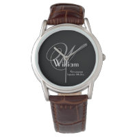 Klassisk Grå Monogram, Vit på Svart Bröllopsgäst