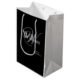 Klassisk Grå Monogram Vit Skrift Bäst Man Svart