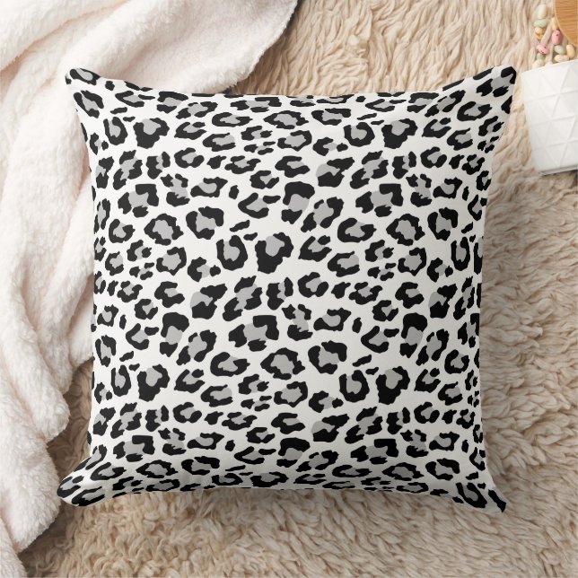 Klassisk grå svart leopard djurtryck kudde (Filt)