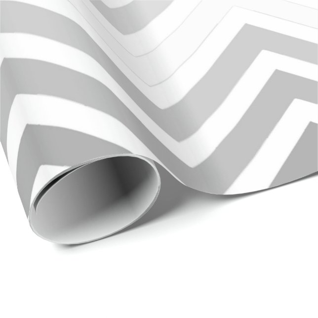 Klassisk grå, vit chevron sicksack glad jul presentpapper (Rullad Hörn)
