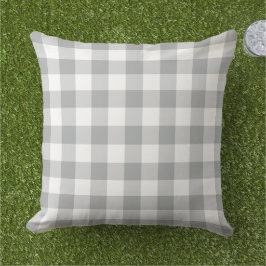 Klassisk grå vit Gingham-ruta rutig Kudde