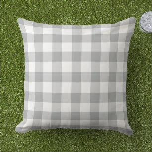 Klassisk grå vit Gingham-ruta rutig Kudde