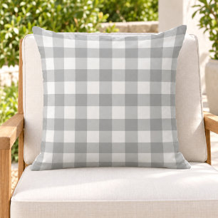 Klassisk grå vit Gingham-ruta rutig Kudde