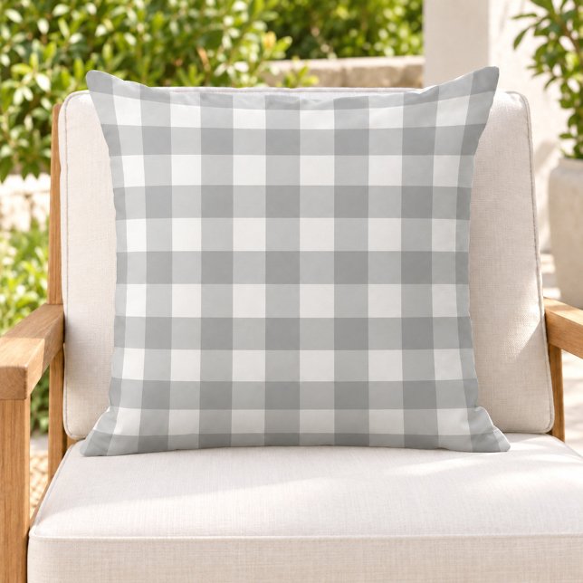 Klassisk grå vit Gingham-ruta rutig Kudde (Skapare uppladdad)